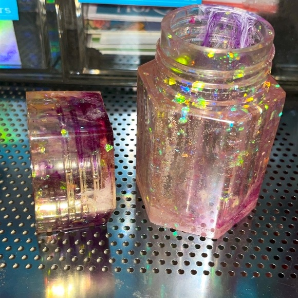 Other - ✨🆕BN!Handmade Resin Art Purple & Holographic Glitter Jar w/Screw On Lid!✨